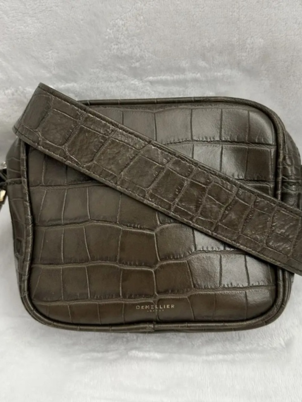 DeMellier Croc-Embossed Dark Green Leather Crossbody - Picture 4 of 7